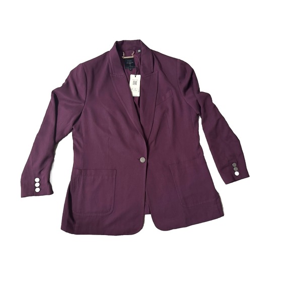 Ted Baker Jackets & Blazers - Ted Baker Blazer Women XL Size 5 Purple Wine Red Kclara‎ Relax Fit Patch Jacket